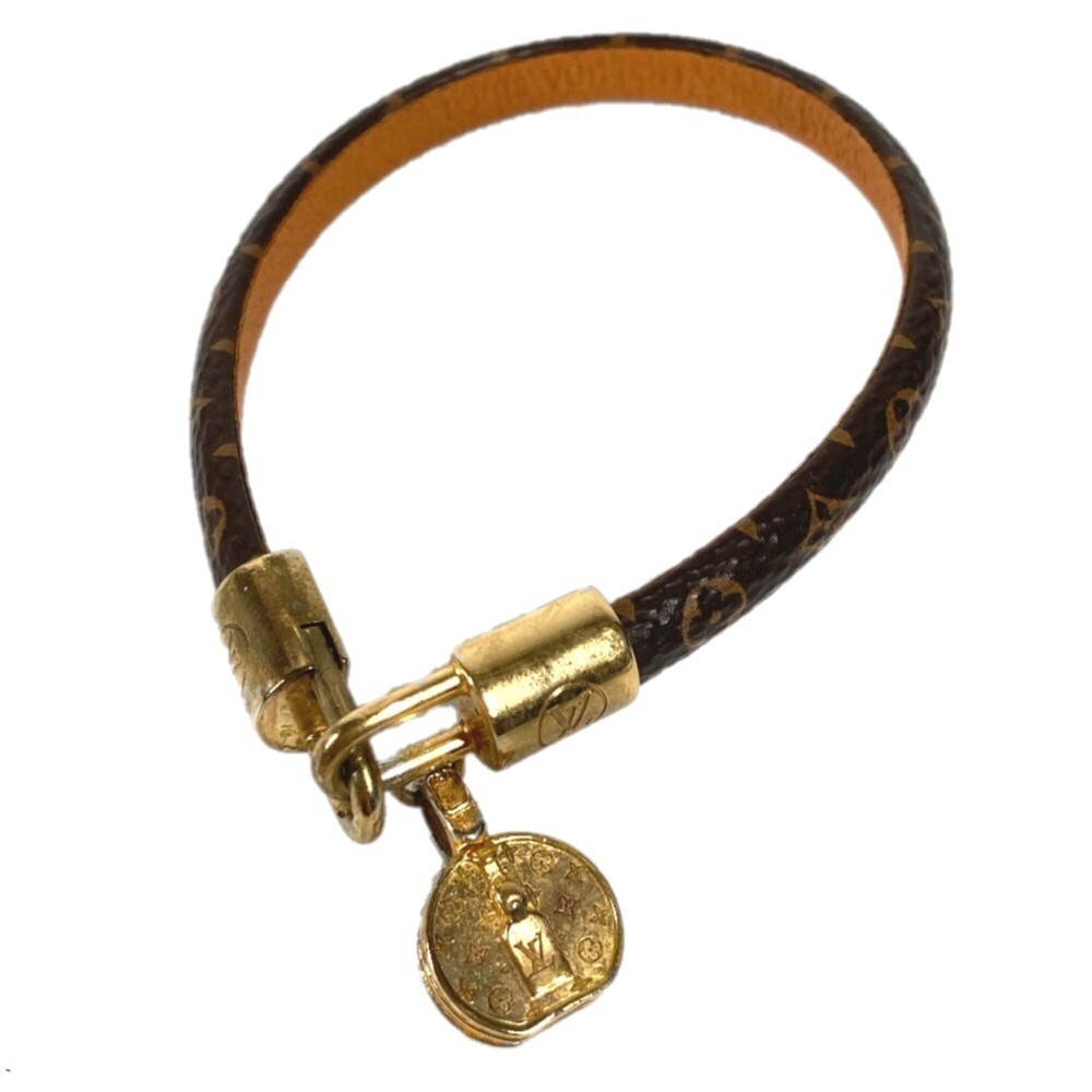 LOUIS VUITTON M6442F Monogram LV Tribute Bangle Bracelet in Canvas, Brown, Wo...